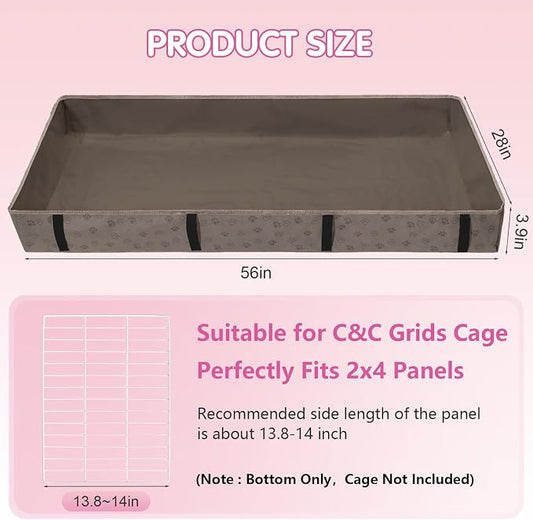Funfurry Waterproof Guinea Pig Cage Liner,Washable Tarp Bottom Base,Cage Liners for Small Animals,Hamster Chinchilla Hedgehog Ferret Rabbit. (Tan Brown-Paw, 28" X 56")