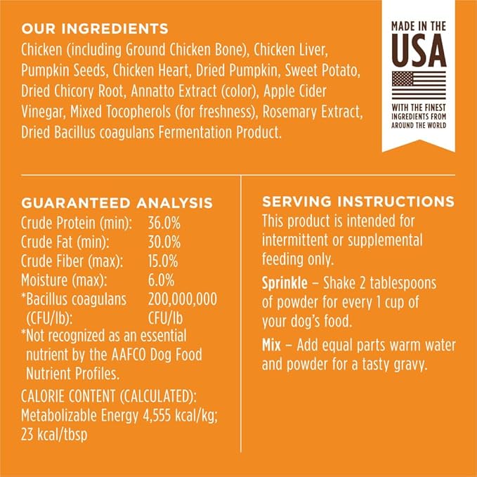Instinct Raw Boost Shakers, Freeze-Dried Powder, Dog Food Topper, Chicken - Gut Health, 5.5 oz. Bottle, (Pack of 2)