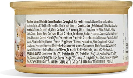 Whole Paws, Wet Cat Food, Salmon & Whitefish Dinner in Savory Broth, 3 Ounce (Pack of 6)