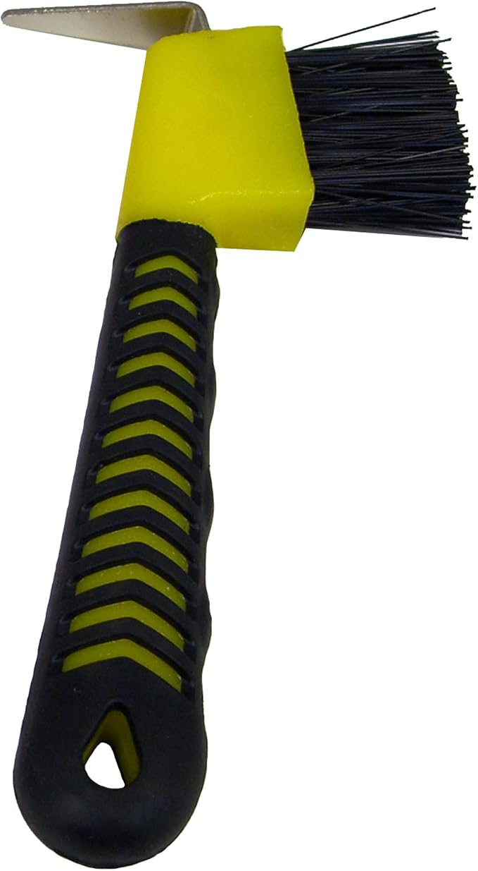 Intrepid International Rubber Handle Hoof Pick w/Brush for Horses, Hoof Pick for Easy Horse Hoof Cleaning, Horse Grooming Supplies