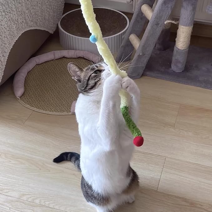 IUHKBH Plush Cat Wands, 3 PCS Charm Teaser Toys Interactive Cat Stick Colorful Teaser Wands for All Breed Sizes