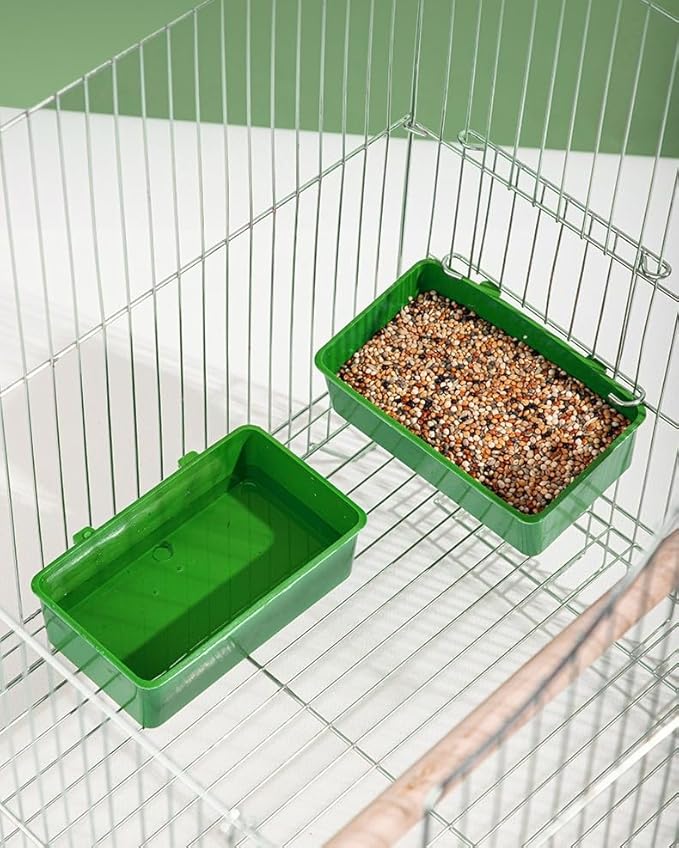 1Pcs Multifunction Creative Parrot Food Tray and Bathtub Animal Cage Standing Wash Shower Box Pet Bird Cleaning Products(Green)