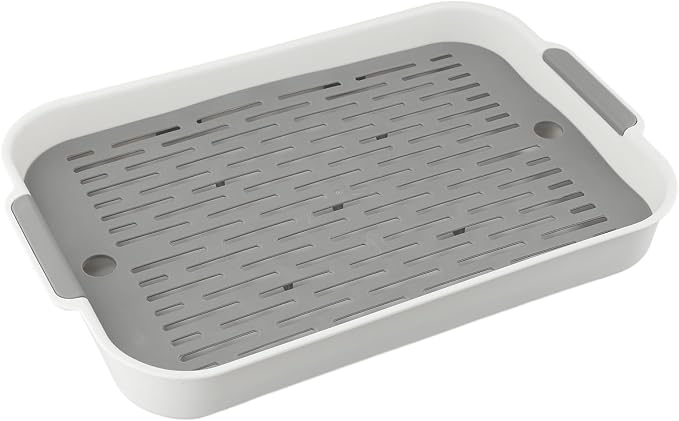 Small Animal Litter Box with Detachable Grid, Large Space Rabbit Toilet Tray for Guinea Pigs Hamster Chinchilla Ferret, Smooth Corner Plastic Potty Training Pan, Easy Clean Blue 36.5x24.5cm(F)