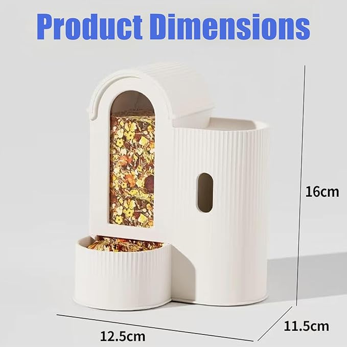 Rabbit Food Water Dispenser, Guinea Pig Water Bottle & Automatic Bunny Feeder, Cage Accessories,3 Color Feeder Dispenser for Hamster, Chinchilla, Ferret Small Animals (White)