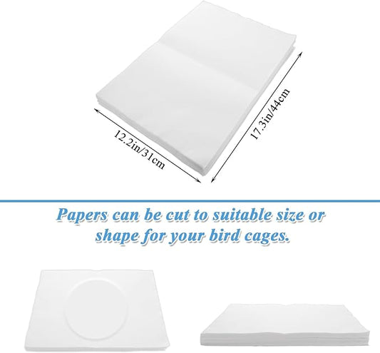 200 Pack Bird Cage Liner Papers, 17x12 Inch Non-Woven Bird Cage Liners Disposable Cage Paper Liners, Precut Absorbent Cushion Pad Mat Accessories for Pet Bird Parrot