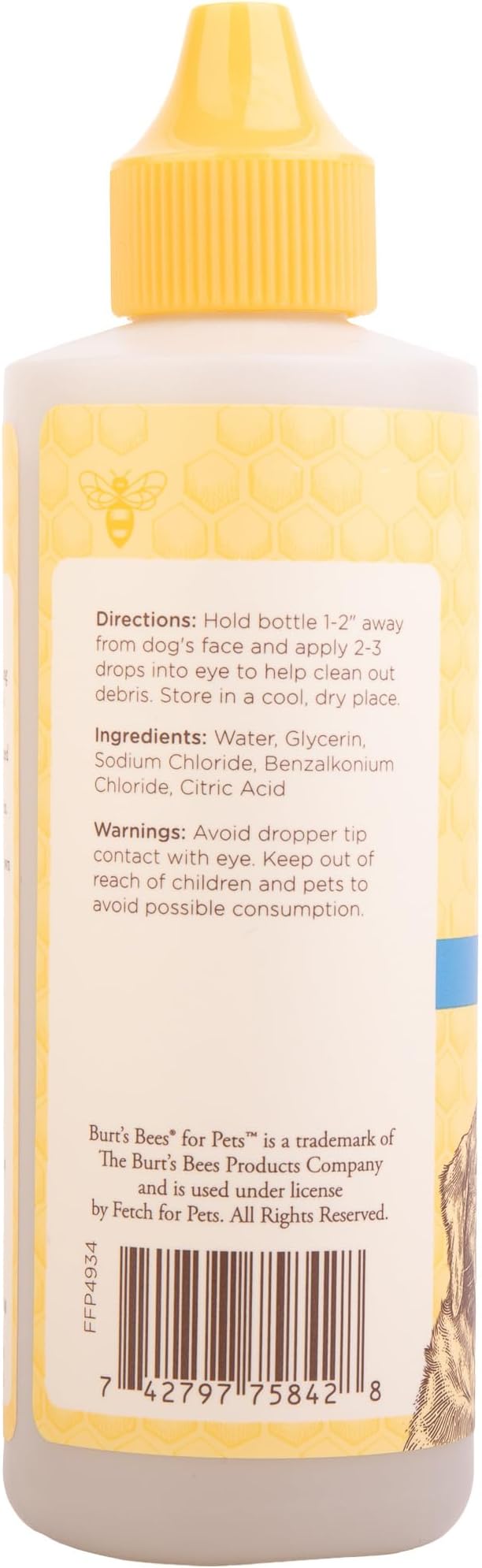 Burt's Bees for Pets Dog Eye Wash with Saline Solution, Gentle Eye Cleaner for Dogs and Puppies, Tear Stain and Debris Rinse for Sensitive Eyes, Natural Origin Formula, 4 Fl Oz - 24 Pack