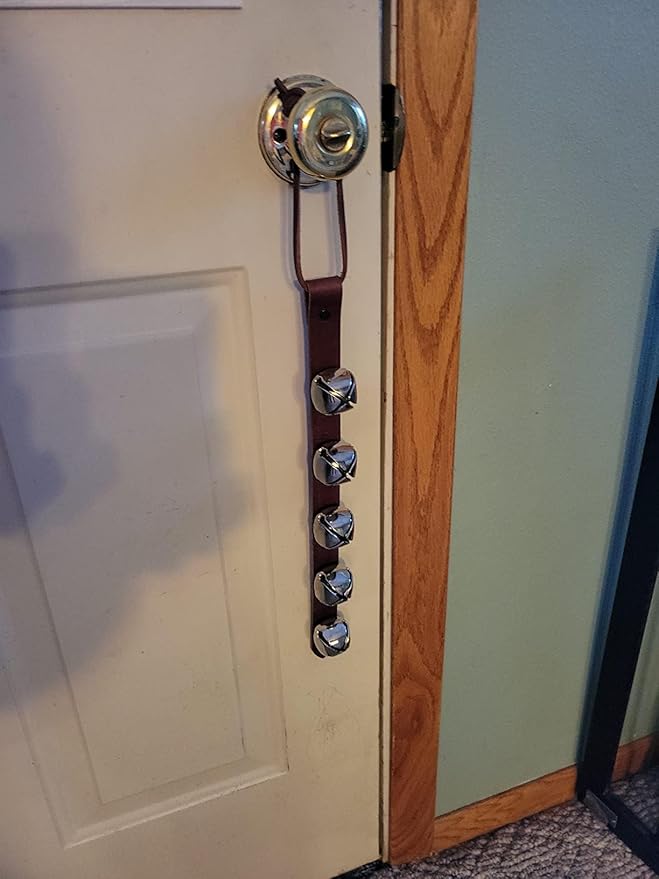 Warner Arctic Sleigh Bells Decorative Leather Strap Door Bells USA (28" with 10 Bells, Tan Leather with Brass Bells)