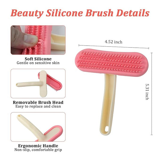 Guinea Pig and Bunny Brush, Beauty Silicone Brush, Soft Smoothing Dog Brush, Shedding Season Helps Untangle Mats and Comb Loose Fur for Chinchillas, Rabbits, Guinea Pigs and Puppies (Pink)