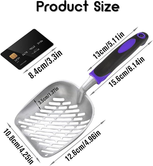 Cat Litter Scoop -Metal Cat Litter Scoop-Upgrade Sturdy Mesh Scooper - Mesh Shovel-Easy to Clean - Suitable for Cat Litter Box -Purple-More