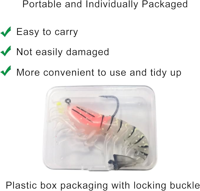 Bionic Swimming Shrimp Lure, Top Water Fish Bites Soft Stuff Shrimp Bait for Bass, Hooks Fishing Lures for Freshwater and Saltwater