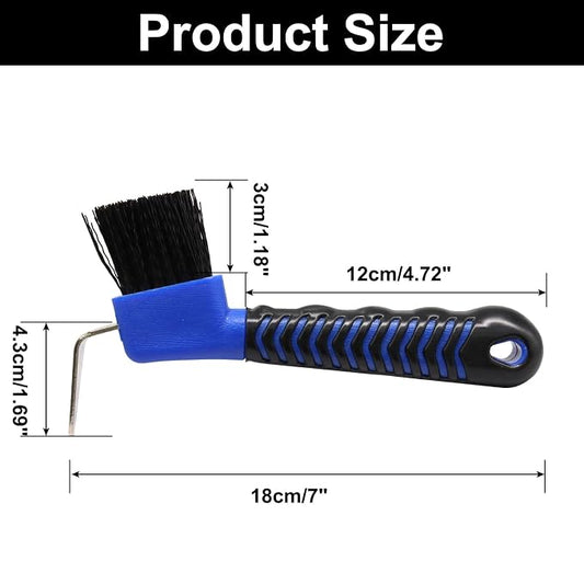 Hoof Pick Brushes, Soft Touch Rubber Handle Portable Hoofpick, Stiff Hoof Pick for Horse Care, Groomers (Blue)