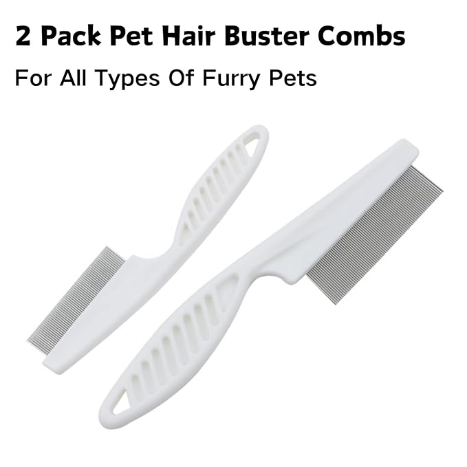 2PC Hamster Grooming Comb - Stainless Stell Face Flea Comb Fine Tooth Tear Stain Remover Removes Crust, Mucus, Stains, Face Brush for Chinchillas, Ferrets, Guinea Pigs, Rabbits (Blue)