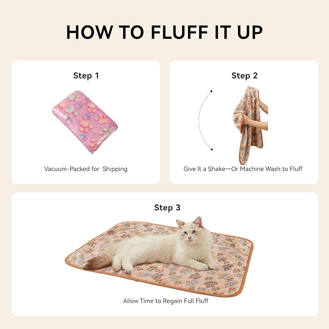 LINENLUX 1 Pack 4 Blankets Super Soft Fluffy Premium Fleece Dog Blankets for Puppy Cat Pet Blanket Flannel Throw Warm Sleep Dog Paw-4pcs 23x16 inch