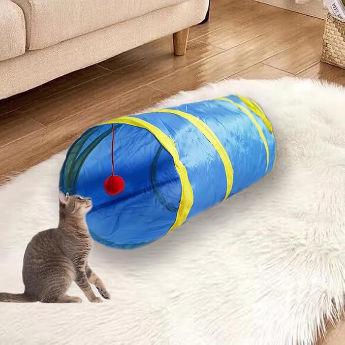 Cat Tunnel Tube Toys,Tunnels for Indoor Cats, 2 Way Collapsible Interactive Toy with Balls for Rabbits, Kittens, Ferrets, Puppy