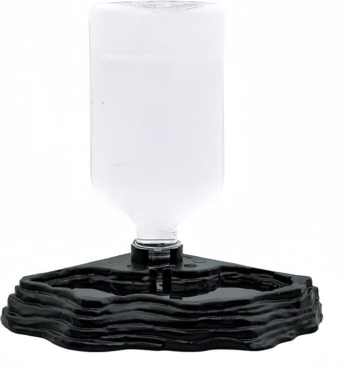 17oz Terrarium Tank Reptile Food Feeders Bowl, Water Feeder Automatic Water Dispenser Waterer Feeding Accessories, for Geckos Lizards Turtle Bearded Dragons - Black
