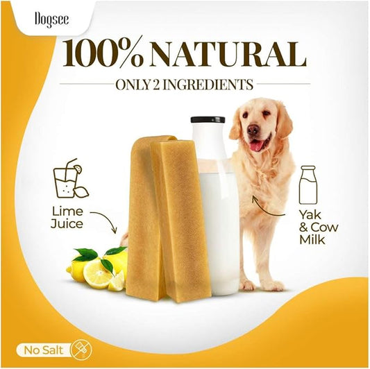 Dogsee Original Himalayan Yak Cheese Dog Chews 2lb (Large - 8 Bars) .100% Natural, 60% Protein, Dog Treats for Large Breed Dog Chews Long Lasting for Aggressive Chewers