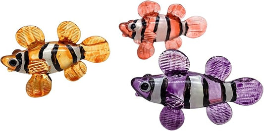 Mini Clownfish Figurines Purple Glass Ornament Handcrafted Decorative Home Garden