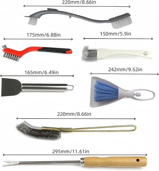 7 Pcs Bird Cage Cleaning Brush Kit Stainless Steel Poop Remover Bird Cage Long Handle Shovel Cleaner, Bird Cage Tool Accessories Supplies for Small Animal Cag