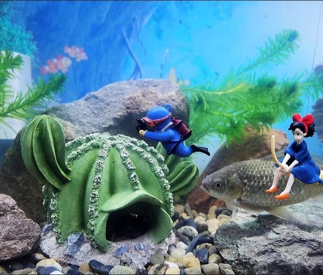 AWXZOM Reptile hideouts Come with Dinosaur Skull Hideout, Resin Cactus Desert Aquarium Tank Habitat Accessories for Bearded Dragon Chameleon Leopard Gecko Snake Fish (Ball Cactus)
