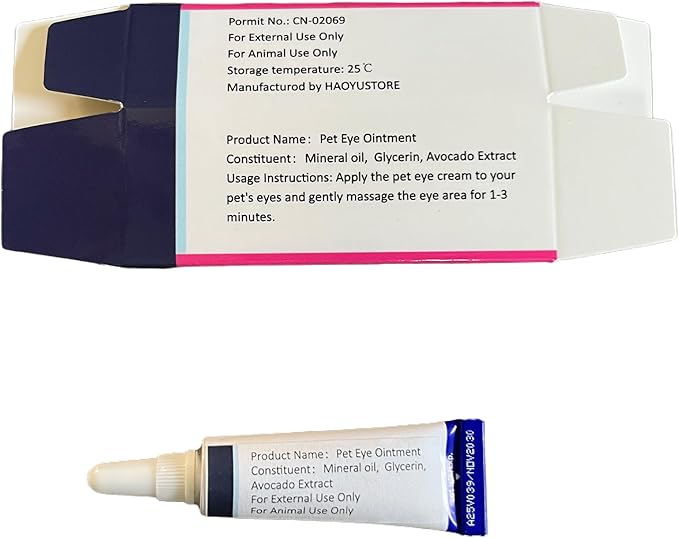 Pet Eye Cream, Tube Eye Cream Suitable for Dog, Cat, Cattle, Horse, Sheep, Squirrel, Bird Fit for All Pets (3.5gr/1 Per Tube) 1 Pack