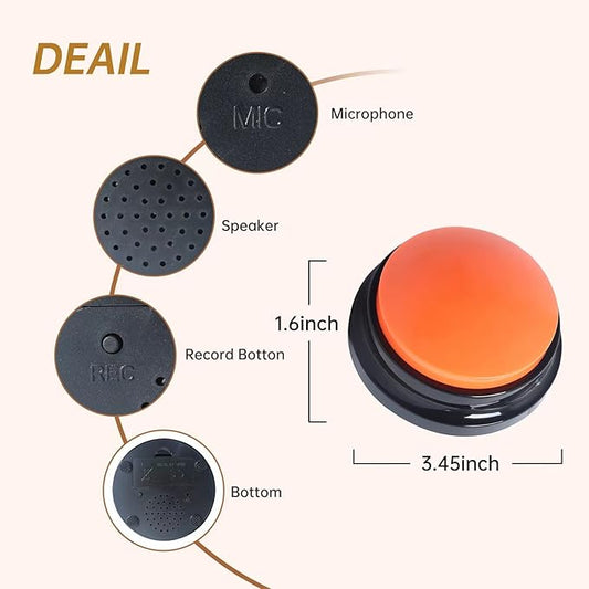 4 Color Voice Recording Button, Dog Buttons for Communication Pet Training Buzzer, 30 Second Record & Playback, Funny Gift for Study Office Home (Purple, Green, Yellow, Pink)
