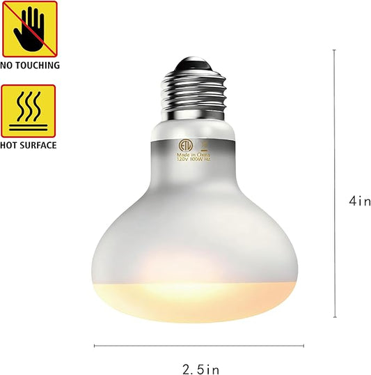 100W Reptile Heat Lamp Bulbs, 2-Pack Basking Spot Light for Bearded Dragon, Lizard, Turtle, Snake – Simulates Natural Sunlight for Amphibian Terrariums & Reptile Habitats