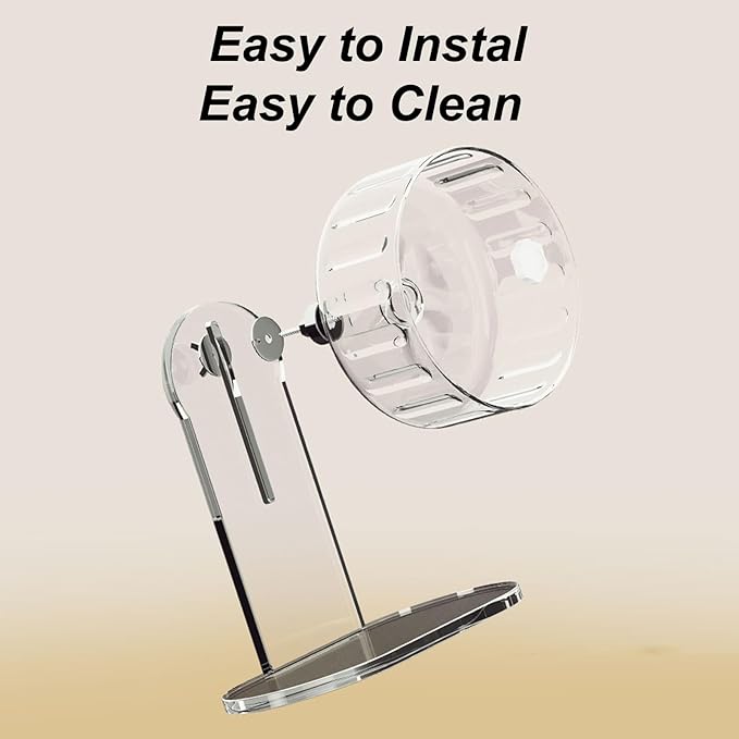Hamster Wheel, Silent Running Exercise Wheel with Adjustable Stand for Hamster Guinea Pig Gerbil Hedgehog Small Animal Cage Accessories (Clear, 6.5inch)