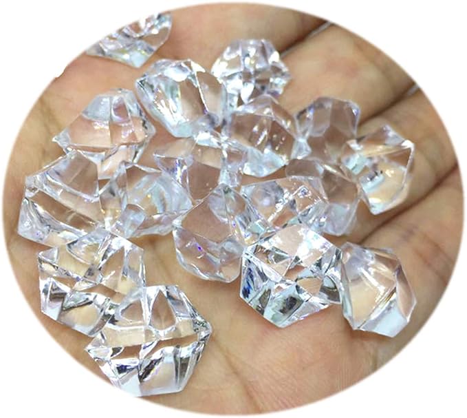 Ivie Colorful Crystal Stone Acrylic Glass Transparent Stone for Fish Tank,Aquarium,Terrariums,Vase,Plants,Garden Decoration (200grams) (colorless)