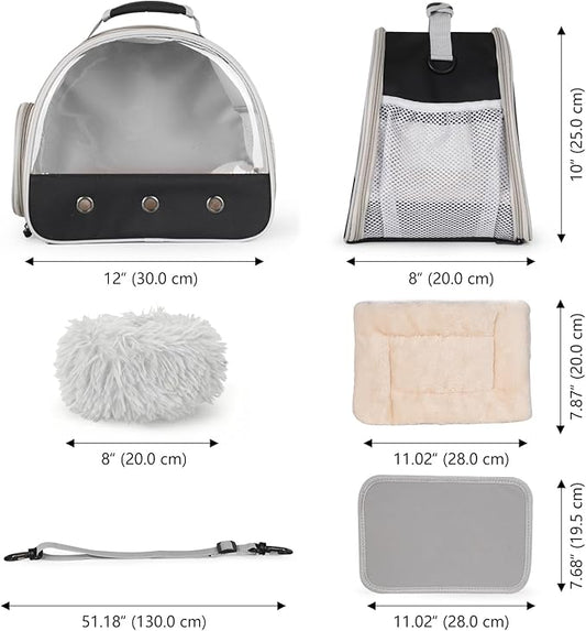 2-Pack Guinea Pig Carrier and Burrowing Bed, Portable Small Animal Cage with Clear Window, Plush and Fluffy Hideaway Pet Bed for Piggies, Hamster