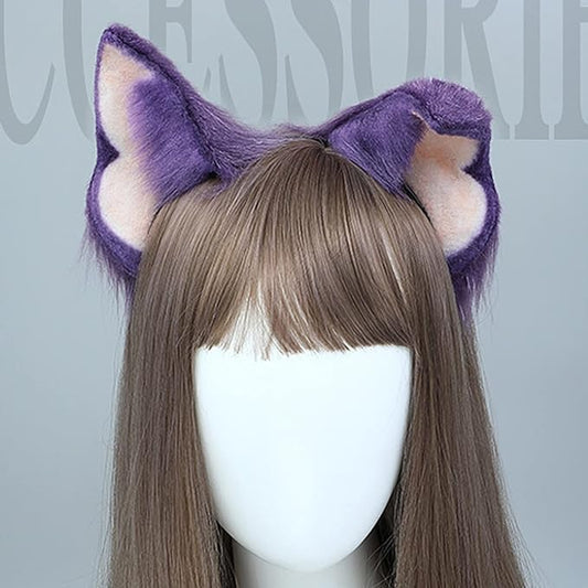 Faylay Women Dog Ear Headband Furry Animal Ear Hair Accessories