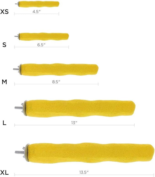 Sweet Feet and Beak Comfort Grip Safety Perch for Bird Cages - Pedicure Perch for Birds to Keep Nails and Beaks in Top Condition - Safe Easy to Install Bird Cage Accessories X-Small 4.5"- Yellow