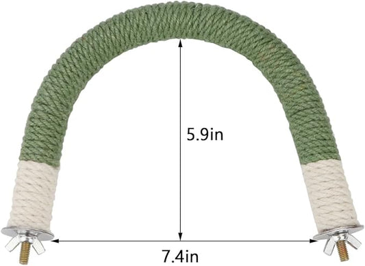Hypeety Bird Perches Parrot U Shape Natural Wood Hemp Rope Stand Perch Bird Stick Paw Grinding Perch Birdcage Accessories Perch Standing Toy for Budgies Parakeet Cockatiel Conures