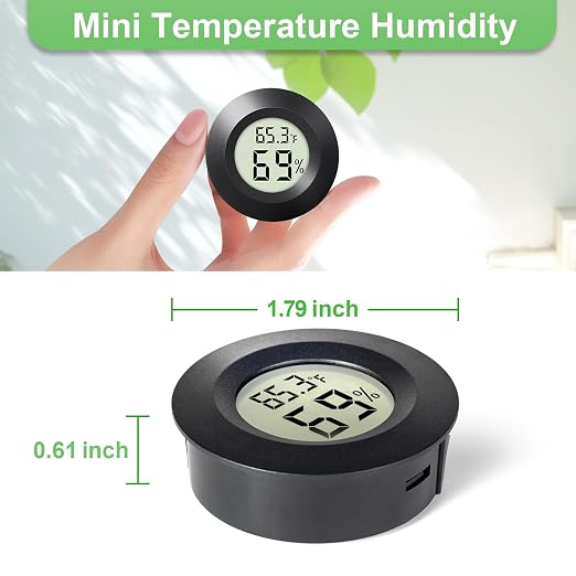 2 - PACKMini Digital Hygrometer Indoor Humidity Meter & Round Temperature Monitor - Reptile Thermometer with Humidity Gauge (℉) or (℃) for Humidifiers Dehumidifiers Greenhouse, Garden