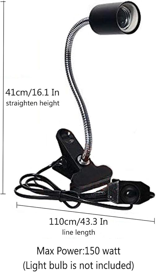 UVA UVB Light Bulb Reptile Ceramic Heat Lamp Pet Heating Bulb Holder Clamp Lamp Fixture Heating Light Lamp For Reptiles,Aquarium Reptile Light Adjustable Habitat Lighting Stand,110V-130V(Black)
