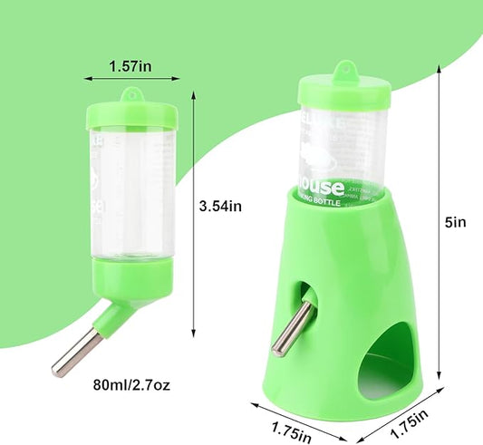 Hypeety Hamster Cage Drinking Water Bottle Parrot Mice Rat Gerbils Water Feeder Bowl 1Pcs 80ml (Green,80ml)