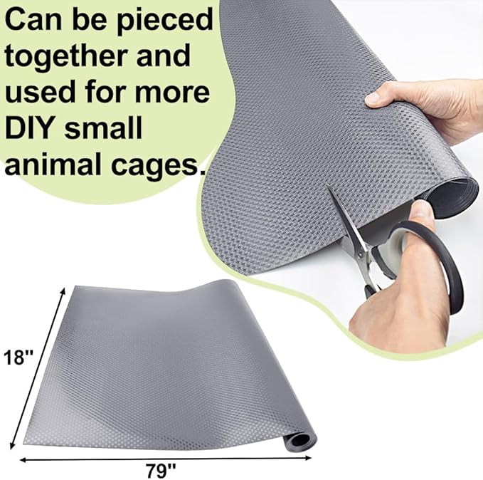 Washable Guinea Pig Bedding Cage Liner Waterproof Rabbit Bedding, Easily Cut to Suit Cage and Reusable Pads for Guinea Pigs, Rabbits, Hamsters, Gerbils, and Chinchillas,18"×79" 1pcs, Grey Mat