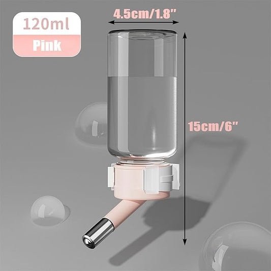 120ml Hamster Water Bottle,Wall Mounted No Drip Gerbil Water Feeder Dispenser for Hamster Gerbils Mice Degus Lemming Hedgehog Small-Sized Pet (Pink, 120ml)