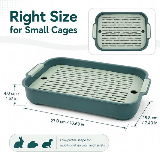 Garneck Guinea Pig Litter Box Rabbit Toilet Tray: Bunny Cage Litter Pan with Grid for Small Animal Potty Training Pet Toilet for Guinea Pig Rabbit Ferret Easy Clean
