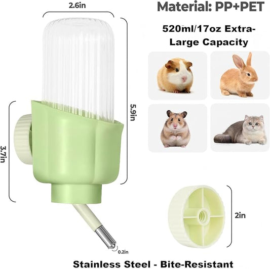 Guinea Pig Water Dispenser for Cage 12oz Hanging Rabbit/Hamster Water Bottle No Drip Automatic Bunny Water Bottle No Leak Small Animal Water Bottle with a Ceaning Brush for Chinchilla Ferret Hamster