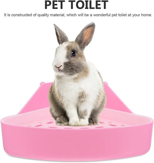 Triangle Pet Toilet for Small Animals - Rabbit Litter Box Corner Potty Trainer for Guinea Pigs Hamsters Chinchillas Ferrets Leak-Resistant .8X7.5X3.9 Inch