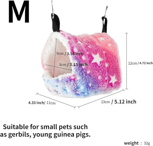 Cotton Guinea Pig Rat Hammock, Colorful Hamster Hanging Nest Warm Hideout Cage for Small Animals Sugar Glider Parrot Ferret (Rainbow,Medium)