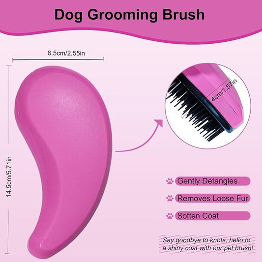 Puppy Brush for Small Dogs - Soft Dog Brush - Perfect Yorkie, Shih Tzu, Maltipoo & Maltese Grooming - Gentle Hair Remover for Easy Pet Grooming at Home (Pink)
