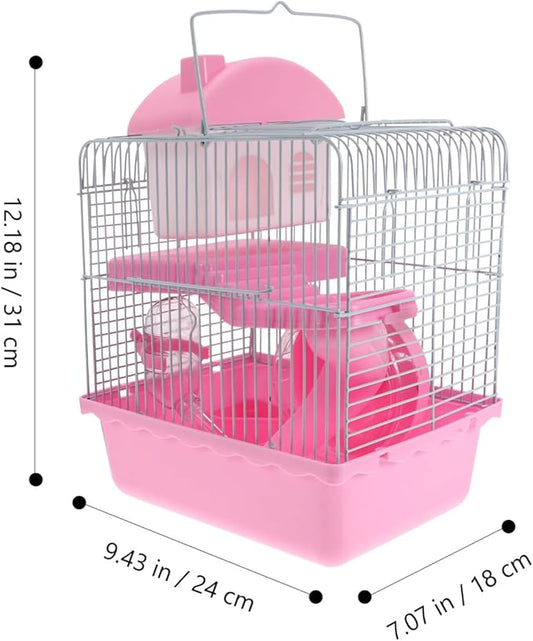 Hamster Cage, Small Castle Luxury Hamster Cage Small Animal Cage Laura Enclosure Hamster Habitat 9.45 x 7.09 x 12.2 in & Includes All Accessories for Dwarf Hamsters, Guinea Pig