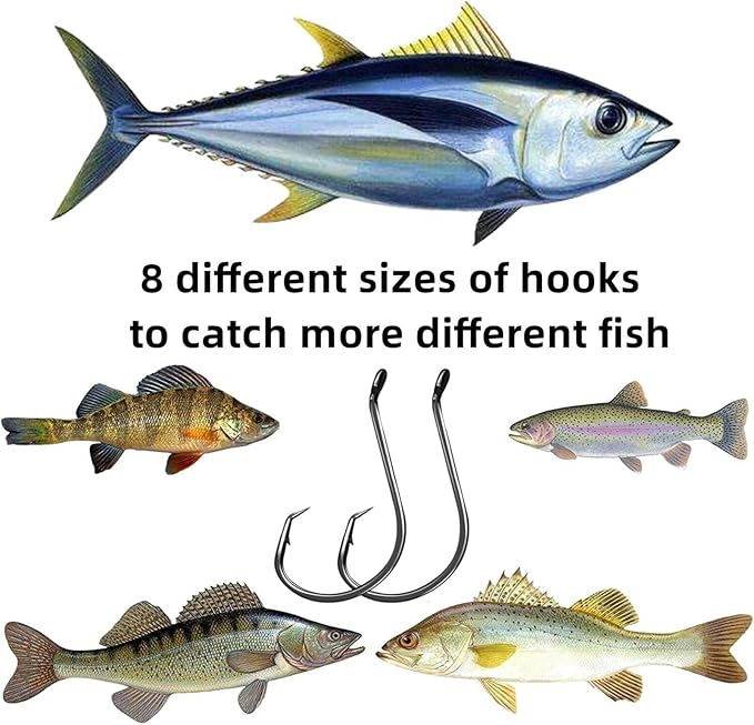Circle Hooks Fishing Hooks 2X Strong 170PCS/Box|220PCS/Box Octopus Catfish Fish Bulk Fishing Hooks Set Saltwater Freshwater Gear Equipment#1 1/0 2/0 3/0 4/0 5/0 6/0 8/0 10/0