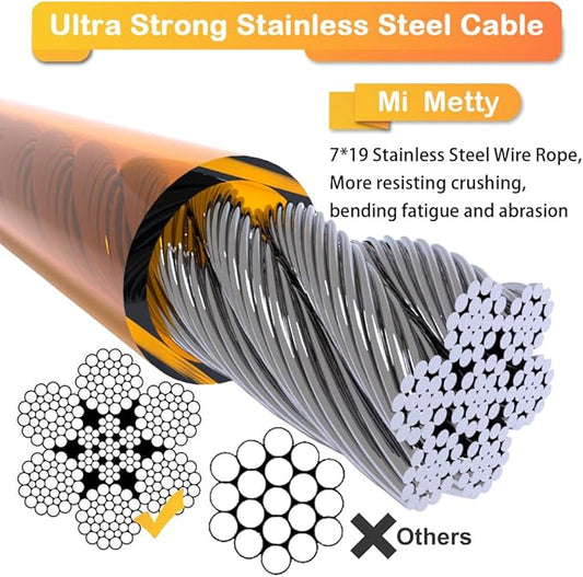 Tie Out Cable for Dogs,10/20/30/50/100FT Dog Leads for Yard Chew Proof,Heavy Duty Tie Out Cable for Large Dogs Up to 125lbs,Dog Runner Tether (Orange, 125Ibs 150ft)