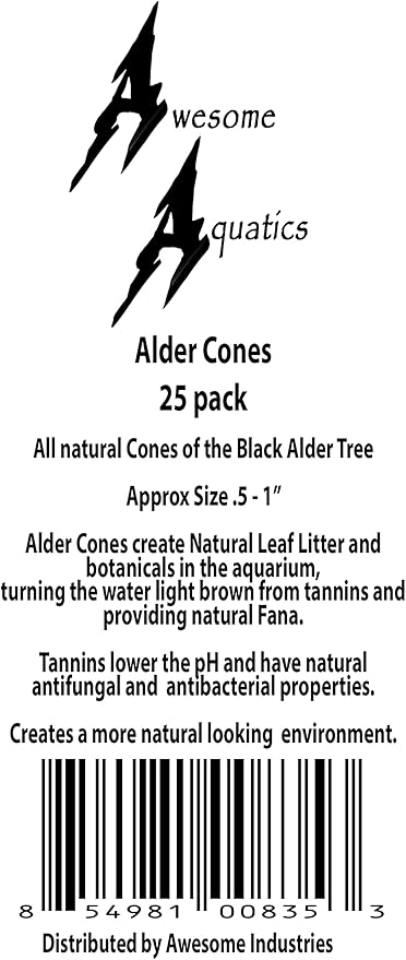 Alder & Casuarina Cones Betta Shrimp Tank Promotes Natural Habitat, Breeding, Tannin Producing Improves Immunity, Easy to Use, by Awesome Aquatic (25 Pack Alder)