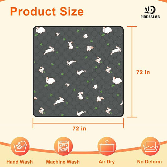 Guinea Pig Cage Liner, 72in x 72in Fast Absorption Washable Bedding Pee Pads for Dogs Puppy Rabbit Small Animal Cage Mat, Leakproof & Non-Slip