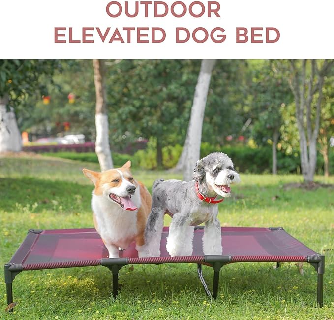 suddus Elevated Dog Bed Waterproof Outdoor, Portable Raised Dog Beds, Dog Cot Off the Floor, Dog Bed Easy Clean Indoor or Outdoor Use, X Large, Red