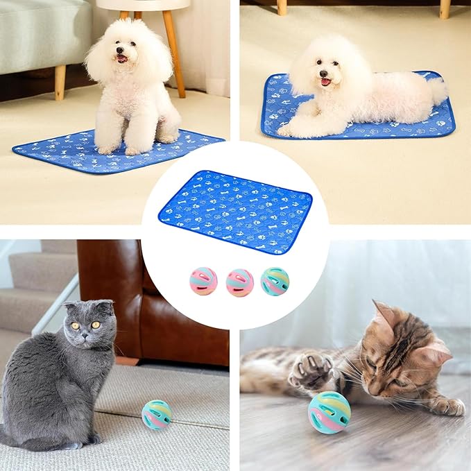 Puppy of Pads with Pheromones, Reusable Pet Training Pads, Washable Dog Pee Pads for Home and Travel, Includes 1 Bone-Shaped Pad and 3 Bell Balls (50x30 cm)