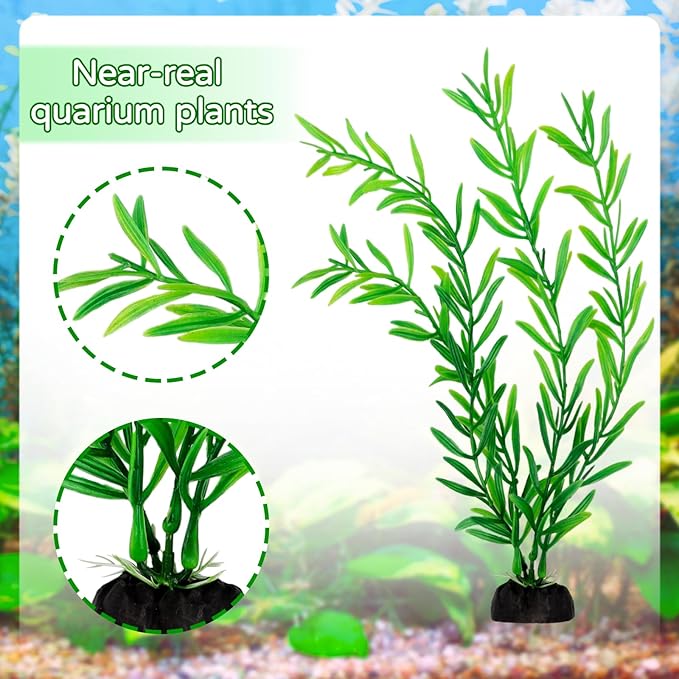 QUOZUO Fish Tank Accessories Aquarium Decorations Green Plants, 25pcs Green Fish Tank Decorations Plant, Aquarium Decor Plastic Plants